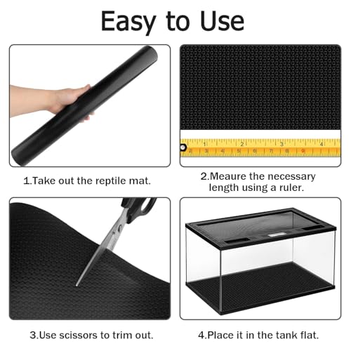 120 Gallon Reptile Terrarium Mat Liner, 96" X 24" Bearded Dragon Tank Accessories, Bearded Dragon Substrate flooring for 4x2x2 Reptile Enclosure, Reptile Bedding Carpet for Gecko,Lizard, Black