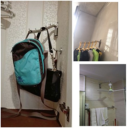 Sumnacon Clothes Hanger Rack,Wall Mount Garment Hook with Swing Arm,Silver - color: Silver
