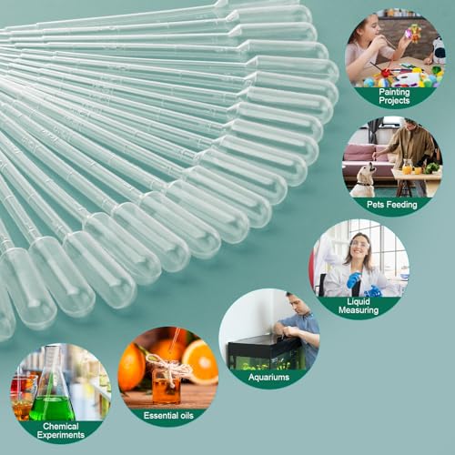 1000Pcs 1ML Dropper Pipettes - Disposable Plastic Pipettes for Lab Science, Essential Oil, DIY Art, Medicine - Excellent Suction Without Leakage