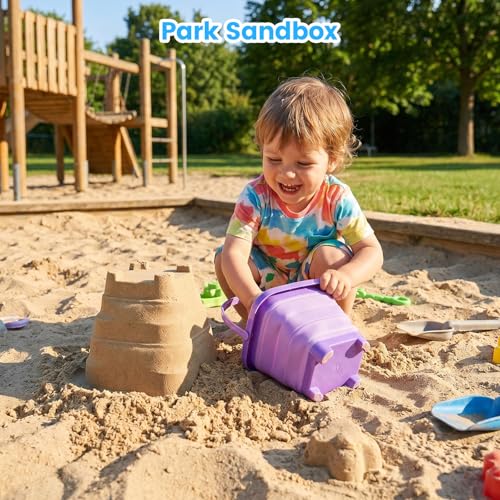 3 PCS Collapsible Bucket Set, Foldable Beach Buckets with Shovels, Travel Sand Toys for Kids Outdoor, Beach Vacation Essentials, Camping Traveling, Fun Summer Activities