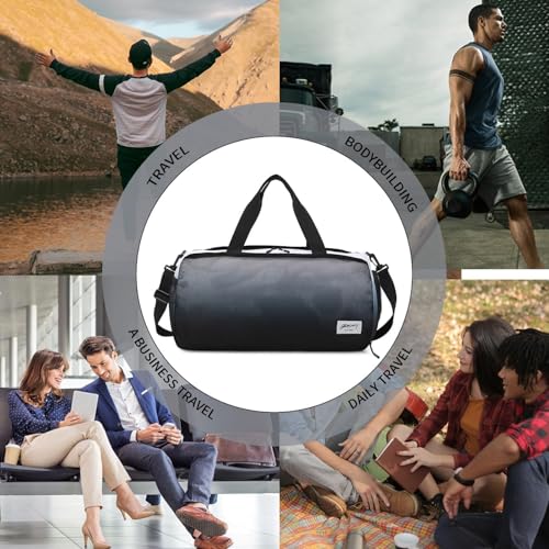 BESMART Gym Bags for Men with Side Pocket,38L Large Sports Gym Duffle Bag | Adjustable Strap&Shoe Compartment, Waterproof,Spacious,Wet Pocket,Durable Duffel Bag for Gym,Travel, Fitness,Black Gradient - color: Black Gradient with TPU POCKET
