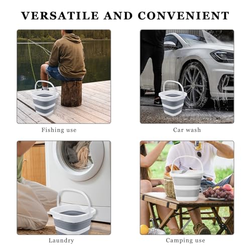 Collapsible Bucket, 2.6 Gallon/ 10L Foldable Square Tub Lightweight Washing Tub, Multipurpose Wash Bin for House Outdoor Car Washing, Portable Mop Bucket for Sand or Beach
