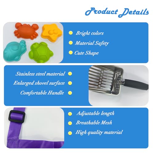 Beach Mesh Shovel with Mesh Beach Bag for Shell Collecting Big Cat Mesh Scooper Filter Sand Scooper for Picking Up Shells, Shark Tooth Sifter Dipper
