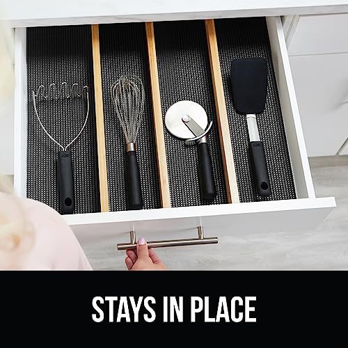 GORILLA GRIP powerGRIP Drawer Shelf and Cabinet Liner, Thick Strong Hold, Non-Adhesive Liners Protect Kitchen Cabinets and Cupboard, Bathroom Drawers, Easy Install, Breathable Mat, 12" x20', Charcoal - color: Charcoal, style: 12" x 20'