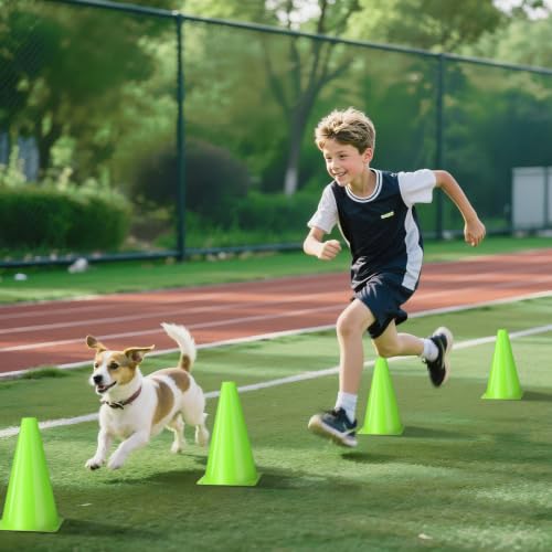 24pcs Cones 9 Inch Soccer Cones and Plastic Traffic Cones, Durable Cones for Sports Training, Ideal for Soccer, Basketball, Football, Skating, and Agility Drills Practice - color: green
