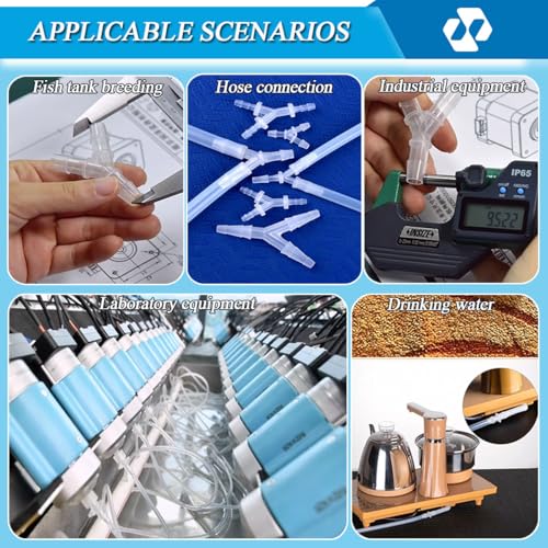 55Pcs Hose Barb Fittings,11 sizes of barbed hose fittings, Equal Barbed Y Shaped 3 Way Plastic Joint Splicer Mender Adapter Union, Hose Plastic Pipe Connectors, for Gas, Liquid, Air Line Tubing Pipe.