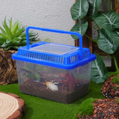 Alipis Small Fish Tank: Clear Plastic Aquarium with Lid & Handle - Portable Reptile Carrier for Turtles, Snakes, Fish Home Transport and Storage 5. 27x3. 66x3. 62 Inch