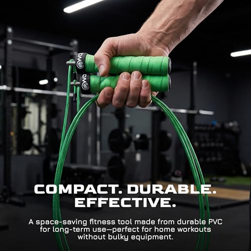 WOD Nation Attack Speed Jump Rope Adjustable Dual-Cable Skipping Rope for Men, Speed & Weighted Options, Fast Fold-Over Adjustment Durable Adult Boxing Rope for Fitness, Cardio Home Gym & Cross Training - color: Green