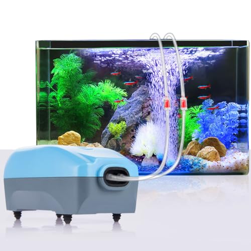 3W 80GPH Adjustable Aquarium Air Pump, Upgrade Quiet Oxygen Pump, Powerful Air Aerator for Fish Tank up to 120 Gallon - size: 3W-Blue