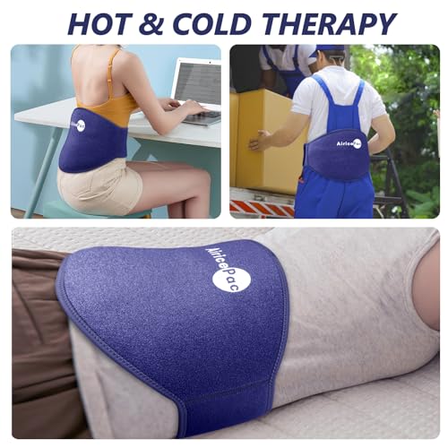 AiricePac Ice Pack for Back Pain Relief, Reusable Gel Lower Back Wrap, Cold Compress Therapy for Waist Lumbar Injuries, Sciatic Nerve, Herniated or Degenerative Disc, Coccyx, Tailbone Pain Blue - style: BACK ICE PACK