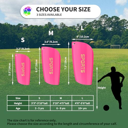 Toddler Kids Youth Soccer Shin Guards with Sleeves for Ages 3-15 - color: Pink, size: L ( 4'6" - 5'6" Tall )
