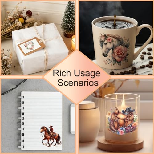 4 PCS UV DTF Cup Wraps, Horse Transfer Stickers for Tumblers and Mugs, Durable Rub-on Decals for Smooth and Flat Surfaces - style: horse