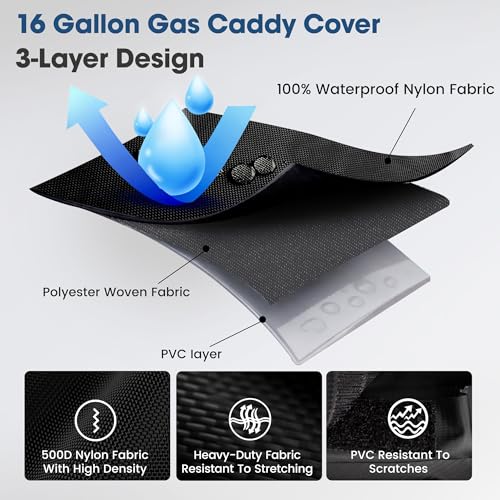 16 Gallon Fuel Caddy with 12V DC 3.7 GPM Pump and 500D Fuel Caddy Cover, 1 x 16 Gallon Transfer Caddy, 1 x Waterproof Caddy Cover - size: 16Gallon 3.7GPM