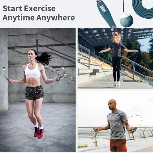 Jump Rope With Counter - Cordless Ropeless Skipping for Fitness Training - Speed Rope With Digital Handle for Exercises - Men, Women and Kids - Wireless Indoor Outdoor