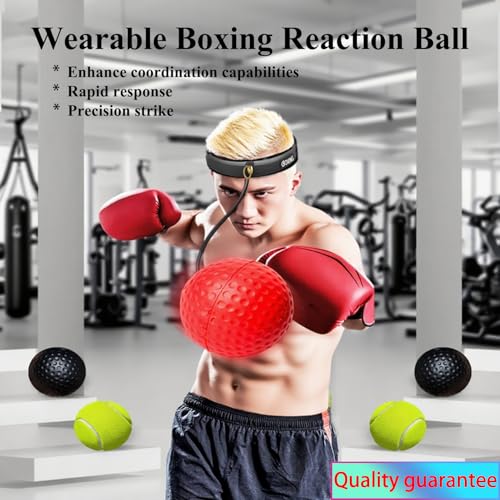 Boxing Reflex Ball for Adults and Kids - React Reflex Balls on String with Headband - Improve Hand Eye Coordination, Punching Speed, Games Enhance Parent-Child Relationships,Keep fit.