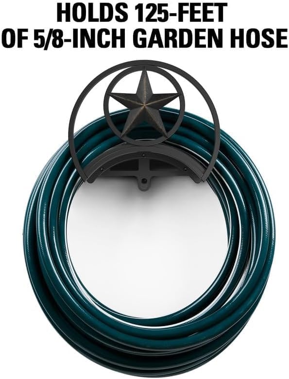 Garden Hose Holder, Decorative Hose Butler Sturdy Water Hose Rack, Durable Wall Hose Hanger, Holds 125-Feet of 5/8-Inch Hose, Hose Reel, Made of Gauge Steel (9.8) …