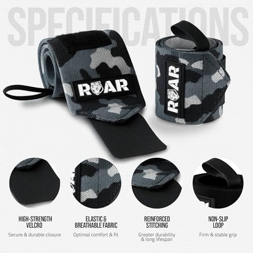 Wrist Wraps for Weightlifting (Pair) – Heavy-Duty Wrist Support with Thumb Loop, Reinforced Stitching & Strong Velcro – For Bench Press, Cross Training, Strength Training & Gym Workouts