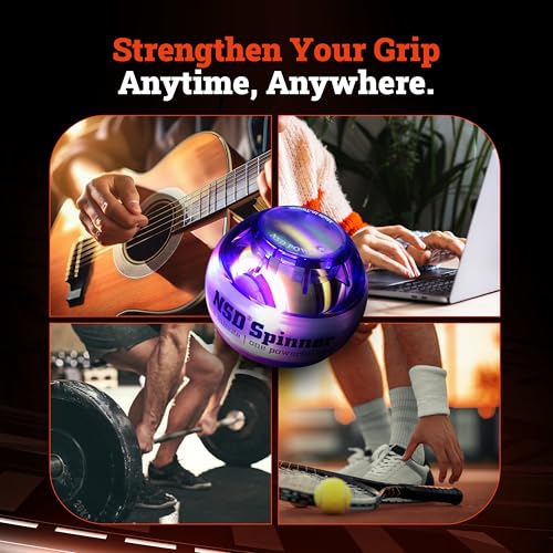 NSD Manual Thumb Wind Start Spinner Gyro Ball – Up to 15,000-18,000 RPM Premium & Durable Hand Strengthener and Wrist Exerciser for Grip Strength Training, Forearm Workout, and Pain Relief - size: Thumb-Wind Start Standard Light Up