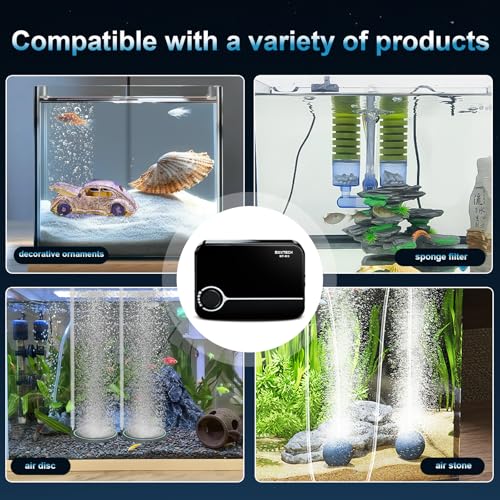 Aquarium Ultra-Quiet Air Pump - Adjustable Fish Tank Aerator with Dual Outlet Pump, 8w 8L/min Oxygen Pump for 20-600 Gallon Tank (Only Air Pump)