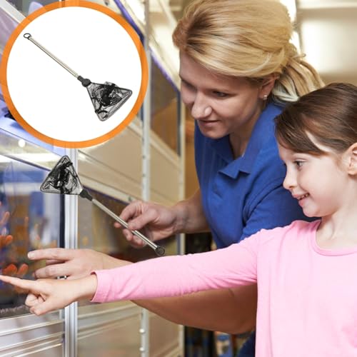 DOITOOL Extendable Handle Fish Net for Aquarium and Shrimp, Stainless Steel Frame Fine Mesh, Mini Triangular Shrimp Skimming Net for Fish Tanks and Aquatic Pets