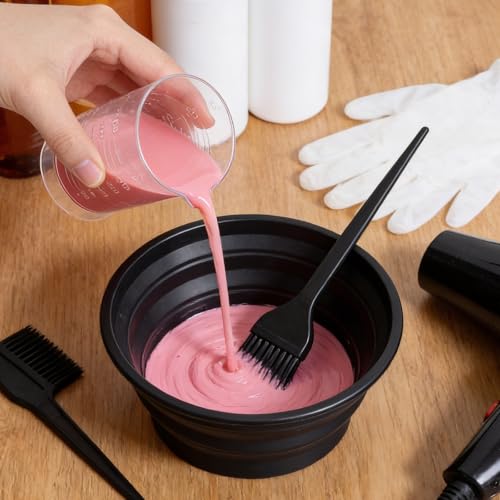 2Pcs Measuring Cup, 4 oz (100ml) Hair Dye Measuring Cups, Clear Plastic Graduated Beakers with Easy-Read Scale for Salon & Home DIY Coloring