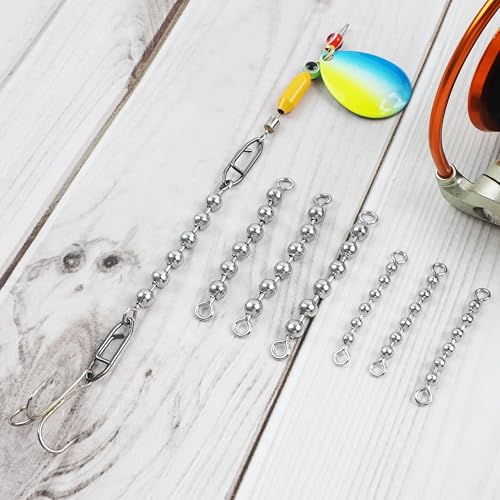 OROOTL Fishing Bead Chain Swivels, 20/40pcs Fishing Swivels Stainless Steel High Speed Trolling Swivels Catfish Swivel Fishing Balls Chain Swivels Fishing Tackle for Freshwater Saltwater - style: 3/16''(4.5mm)-20pcs
