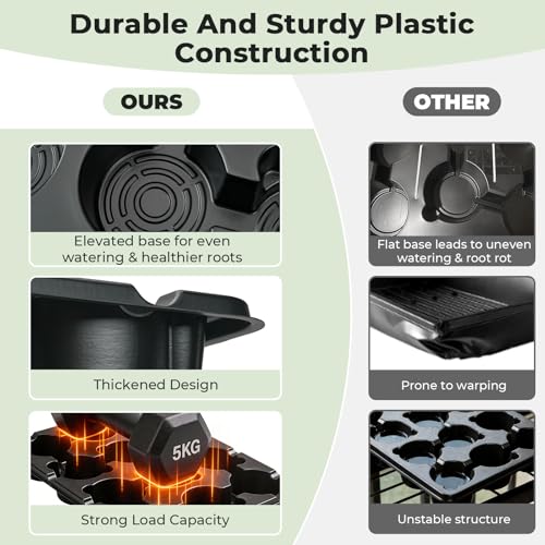 4 Inch Seed Starting Trays with Humidity Domes for Plants, 4 Pack 12-Cell Seedling Starter Trays, Plant Starter Germination Trays for Pots Seedlings for Indoor,4" Opening Compatible Pots - size: 4 Inch, style: 4 Pack Seed Starter Tray+Humidity Dome