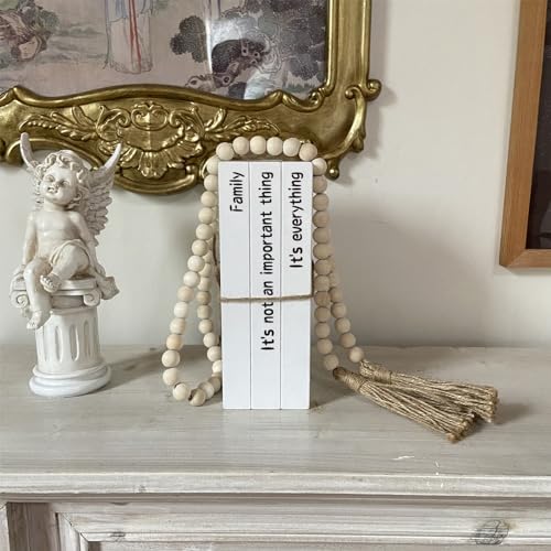 Decorative Books for Home Decor, White Faux Books for Decoration, Rustic Farmhouse Stacked Display Books (Family) - style: Family