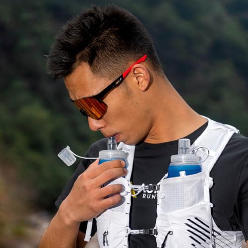 JEELAD Soft Folding Water Bottles TPU Collapsible Flask Hydration Pack Vest Ideal for Running Hiking Cycling Outdoor (03 Blue - 500ml(16.9oz)) - color: 03 Blue - 500ml(16.9oz)