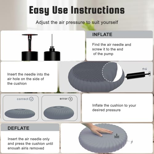 Wobble Cushion Core Balance Disc, Wiggle Seat with Inflation Pump - color: 2Grey