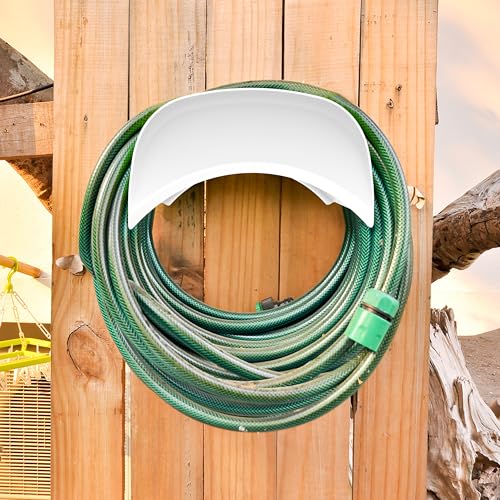 Gardzen 2-Pack Heavy Duty Hose Hanger Wall Mount, Metal Hose Holder, Hook, Rack, Support for Outside, White - size: 2 Pack