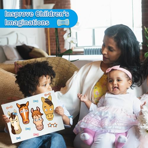 48 Pcs Make A Horse Sticker Sheets Mix and Match for Kids Horse Party Favors Supplies Birthday Gifts Activity Crafts - style: Horses