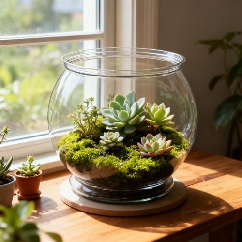 38 oz Mini Plastic Fish Bowl, Decorative Small Fishbowl, Clear Round Small Fishbowl Aquarium, Unbreakable Plastic Betta Fish Tank for Centerpiece Vases, Party Decorations and Home Decor