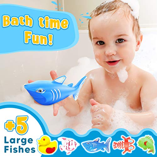 Goody King Magnetic Fishing Game Pool Party Pole Rod Net - Bathtub Outdoor Indoor Carnival Party Water Table Fish 4 Players Gift Age 3-5 6 4-8 (Large) - size: Large
