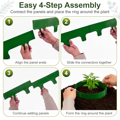 18 Panels Planting Grow Rings, Diameter Range 7-17.5 Inches, Garden Rings for Flowers, Vegetables, Seedlings, Pots, Planters and Garden Beds, Helps Separate Rock and Define Planting Spaces - size: 10.5in-6 panels