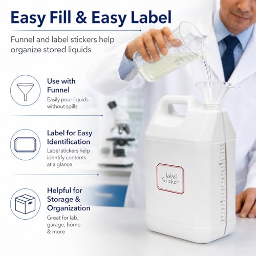2.5 Gallon Water Jug with Lid, 10 Liter HDPE Plastic Carboy Jar, Empty Gallon Jug and Liquid Storage Container for Water, Used Oil and Garage Use