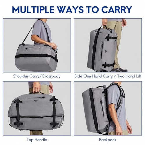 Haimont IPX7 Waterproof Roll-Top Dry Duffel Backpack Bag - color: Light Gray, size: 60L