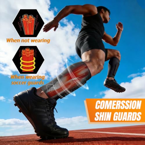 XZQTIVE Soccer Shin Guards Shin Defender for Kids Youth Adult, Ski Shin Guard Calf Compression Sleeve with Honeycomb Shin Pads - color: black, size: X-Large
