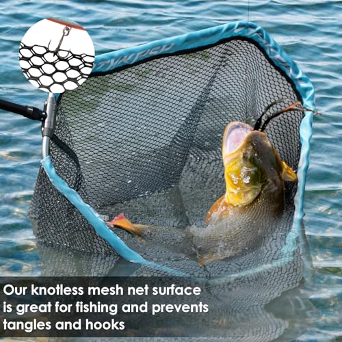 THKFISH Carbon Fiber Fishing Net - Long Handle, Portable Telescopic Landing Net - 27 to 157.5 Inch - Aluminum Mesh Frame Rubber Coated - size: 157"