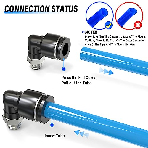 TAILONZ PNEUMATIC Male Elbow 6mm Tube OD x M6 Thread 90 Push to Connect Fittings PL6-M6 (Pack of 10) - size: 6mm OD M6