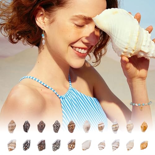 400 Pcs Natural Shell Beads, Spiral Shell Beads Hole 1mm Conch Trinket Fish Tank Aquarium Ornaments Summer Beach Small Seashells for Jewelry Making DIY Crafting