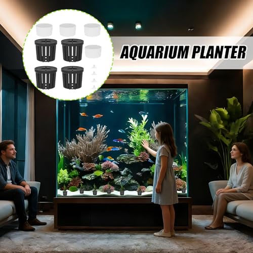 Fish Tank Plant Holder | 4 Pieces Suction Cups Cultivation Cups | Aquarium Plant Pots | for Fish Tank Betta Shrimp Freshwater Terrarium Home Workplace Decor