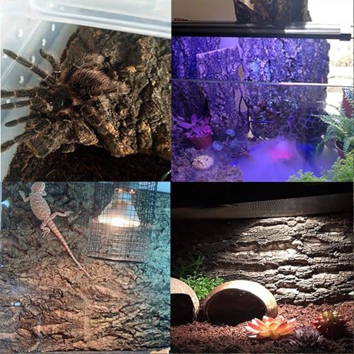2PCS Cork Terrarium Background 15.7x11.8in Natural Cork Large Bark Backdrop Reptile Climbing Mat Habitat Decor for Spider Lizard Chamelon Turtle Beared Dragon
