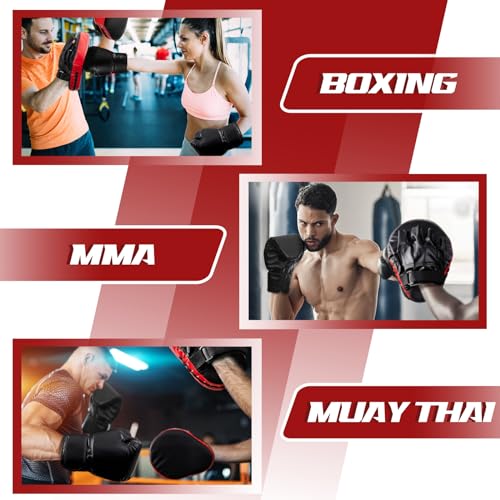 Foilswirl 2 Pairs Boxing Gloves and Punching Mitts Set - color: Red & Black
