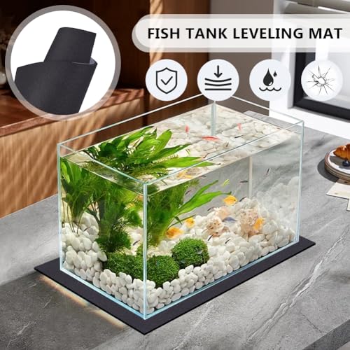OLYCRAFT 15x23.6 Inch Aquarium Leveling Mat for Under Tank 5mm Thick Non-Slip Shockproof Fish Tank Pad with Adhesive Backing Aquarium Fish Self Leveling Mat for Uneven Surfaces Desktop Protector