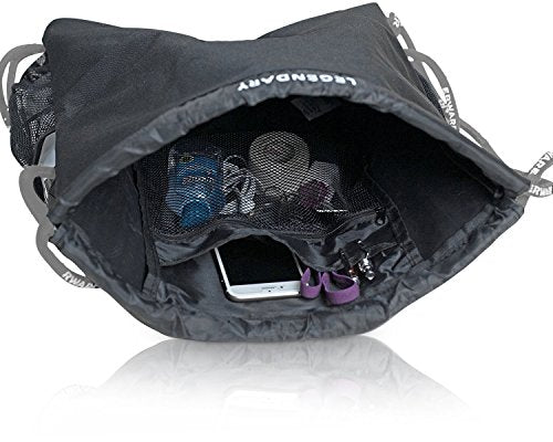 Soccerware Legendary Drawstring Gym Bag - Waterproof | For Sports & Workout Gear | XL Capacity | Heavy-Duty Sackpack Backpack