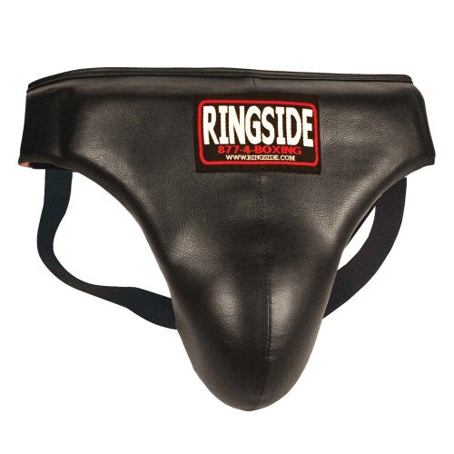 Ringside Boxing Abdominal and Groin Protector, X-Large, Black/Red | Lightweight synthetic leather guard with an adjustable lace-up closure and a high-cut design for maximum ring mobility
