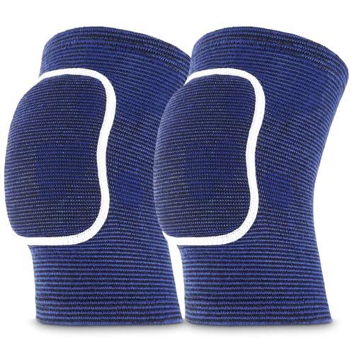 COMNICO Arm Brace Pads Elbow Protector Strap Pair, Breathable Anti-Collision Sponge Tendonitis Fitness Volleyball Basketball Tennis Golfers Knee Support Band for Kids Men Women Elderly(Blue with white edges) - color: Blue with white edges