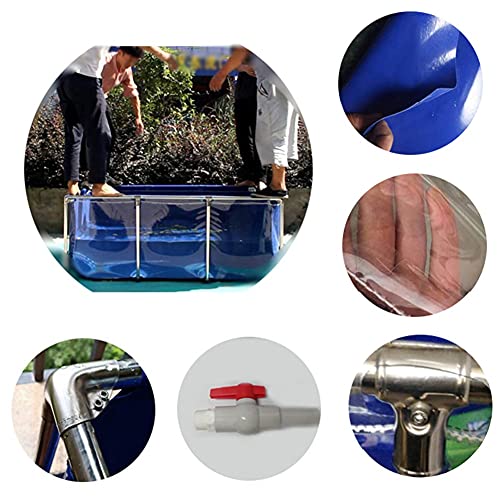 Above Ground PVC Fish Pond with Drain Valve, Durable Steel Frame, Multi-Functional Temporary Water Tank, Easy Setup Garden Cistern for Culture & Aquatic Life - size: 100x60x51cm