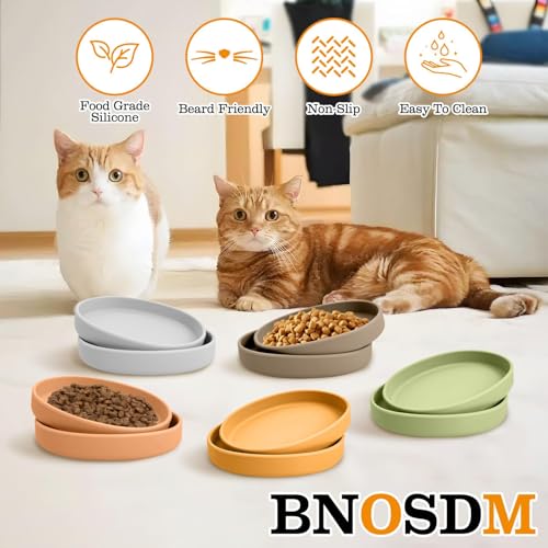 Silicone Dog Food Plate Shallow Dog Bowl Flat Cat Dish Small Puppy Plates for Small Dogs and Cats Whisker Fatigue Pet Feeding Bowls for Dry and Wet Food (Light Brown) - color: 2 Pcs - (Brown)